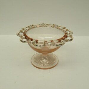 Hocking Glass Pink LACE EDGE, OLD COLONY, 3 Inch High Footed Sherbet Dish-Scarce